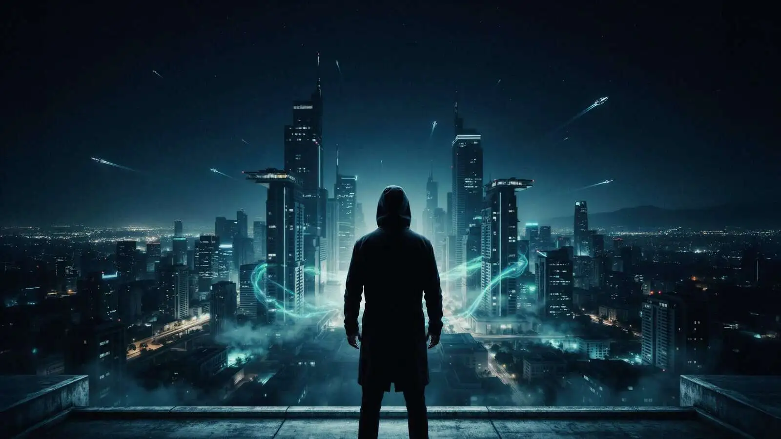 Futuristic city skyline representing the sci-fi movie genre